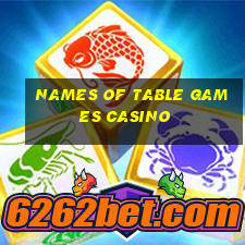 names of table games casino